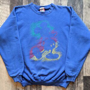 Vintage Disney Mickey Mouse Sweatshirt Blue Large XL Fleece